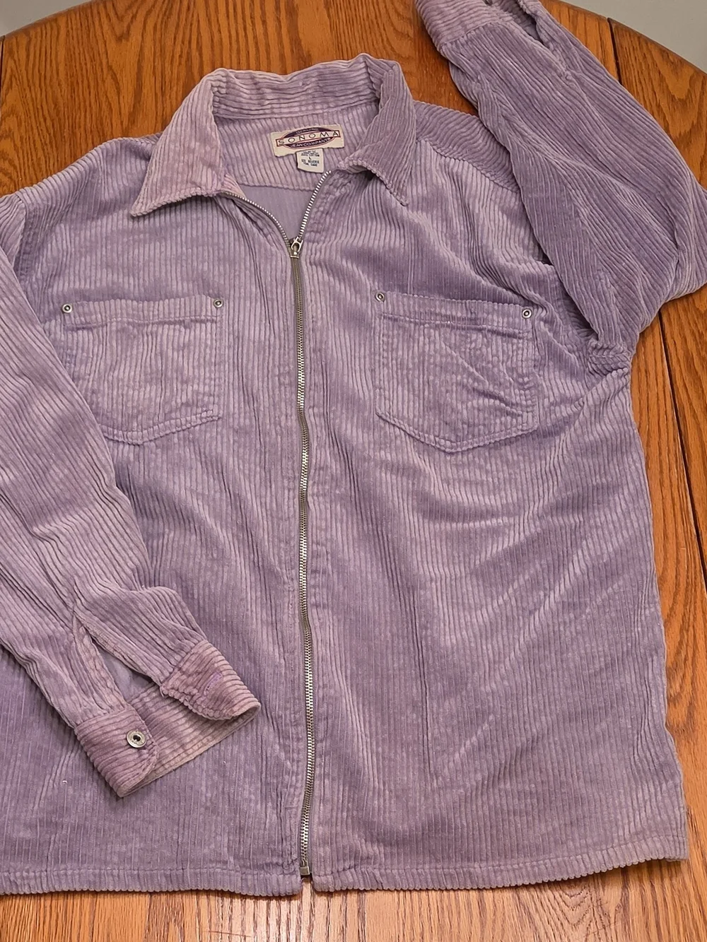 Men's Sonoma Lavender Corduroy Zip-Up Shirt Jacket Size Large